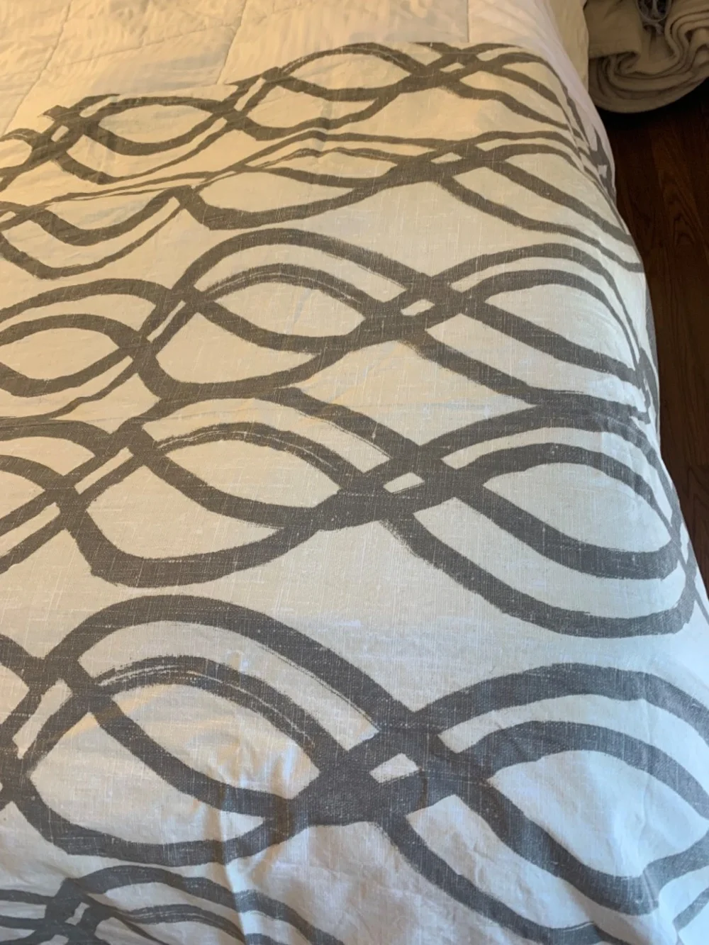 West Elm Cotton Canvas Scribble Lattice Curtain 48